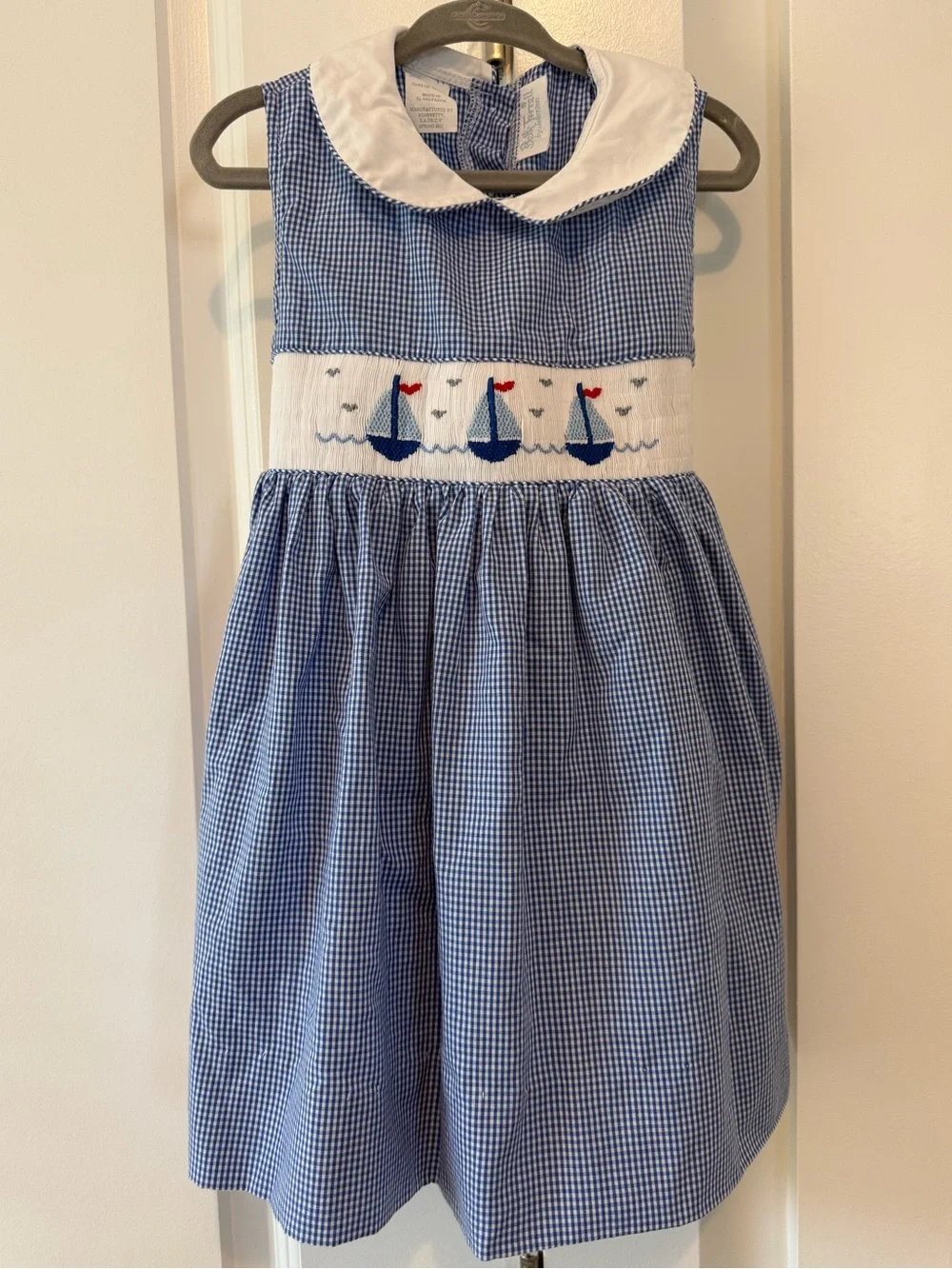 Betti Terrell Smocked Tie Sailboat Dress in Red White and Blue Patriotic USA 4T